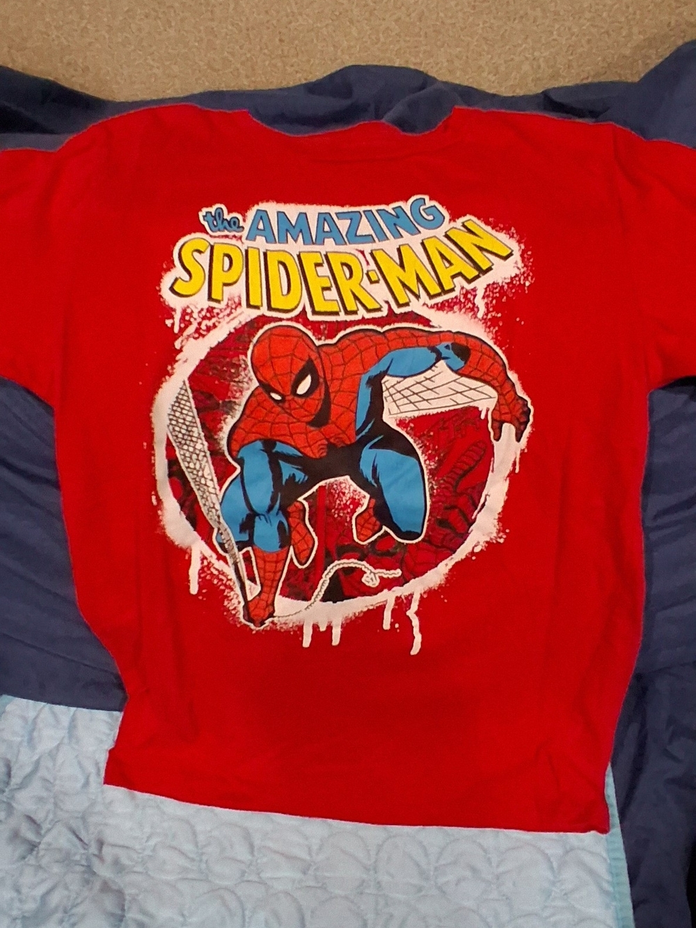 Marvel Spider-Man Kids Red Graphic Tee with Blue Accents